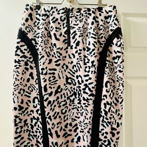 Eloquii Pink and Black Animal Print Pencil Skirt